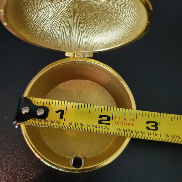 Orange Metal Fish Bone Trinket Box with Rhinestone Accent Coastal Vanity - Picture 3 of 7